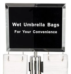 14”w X 11”h Double-Sided Wet Umbrella Stanchion Sign – Silver 2 14”w X 11”h Double-Sided Wet Umbrella Stanchion Sign – Silver -Displays2go Shop umbsgnsv.ra2 preview