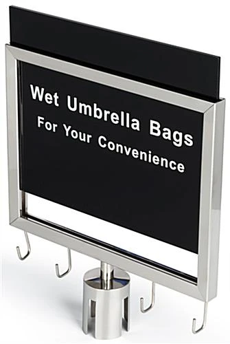 14”w x 11”h Double-Sided Wet Umbrella Stanchion Sign – Silver 14”w X 11”h Double-Sided Wet Umbrella Stanchion Sign – Silver -Displays2go Shop umbsgnsvv.ra1 preview