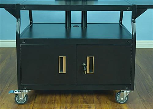 TV Cart with Mount for Monitors up to 80", 2 Curved Handles, Locking Cabinet - Black TV Cart With Mount For Monitors Up To 80", 2 Curved Handles, Locking Cabinet - Black -Displays2go Shop vtilcav80.ra3 preview