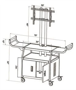 TV Cart With Mount For Monitors Up To 80", 2 Curved Handles, Locking Cabinet - Black 7 TV Cart With Mount For Monitors Up To 80", 2 Curved Handles, Locking Cabinet - Black -Displays2go Shop vtilcav80.ra7 preview