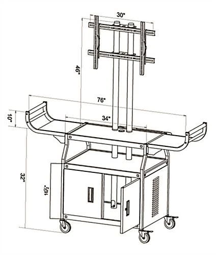 TV Cart with Mount for Monitors up to 80", 2 Curved Handles, Locking Cabinet - Black TV Cart With Mount For Monitors Up To 80", 2 Curved Handles, Locking Cabinet - Black -Displays2go Shop vtilcav80.ra7 preview