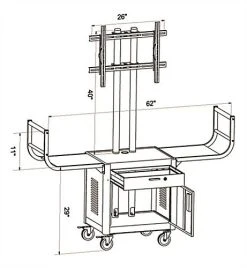 TV Stand With Wheels, Fits Monitors Up To 65", 2 Curved Handles - Black -Displays2go Shop vtilcdav65.ra7 preview