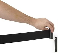 QueuePole.Economy Wall Mounted Retractable 7' Stanchion Belt - Black -Displays2go Shop wmstc25bk1.ra6 preview
