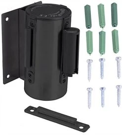 QueuePole.Economy Wall Mounted Retractable 7' Stanchion Belt - Black -Displays2go Shop wmstc25bk1.ra7 preview