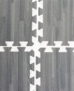 10’ X 10’ Interlocking Foam Mats, Set Of 26 Flooring Tiles - Gray Wood Grain